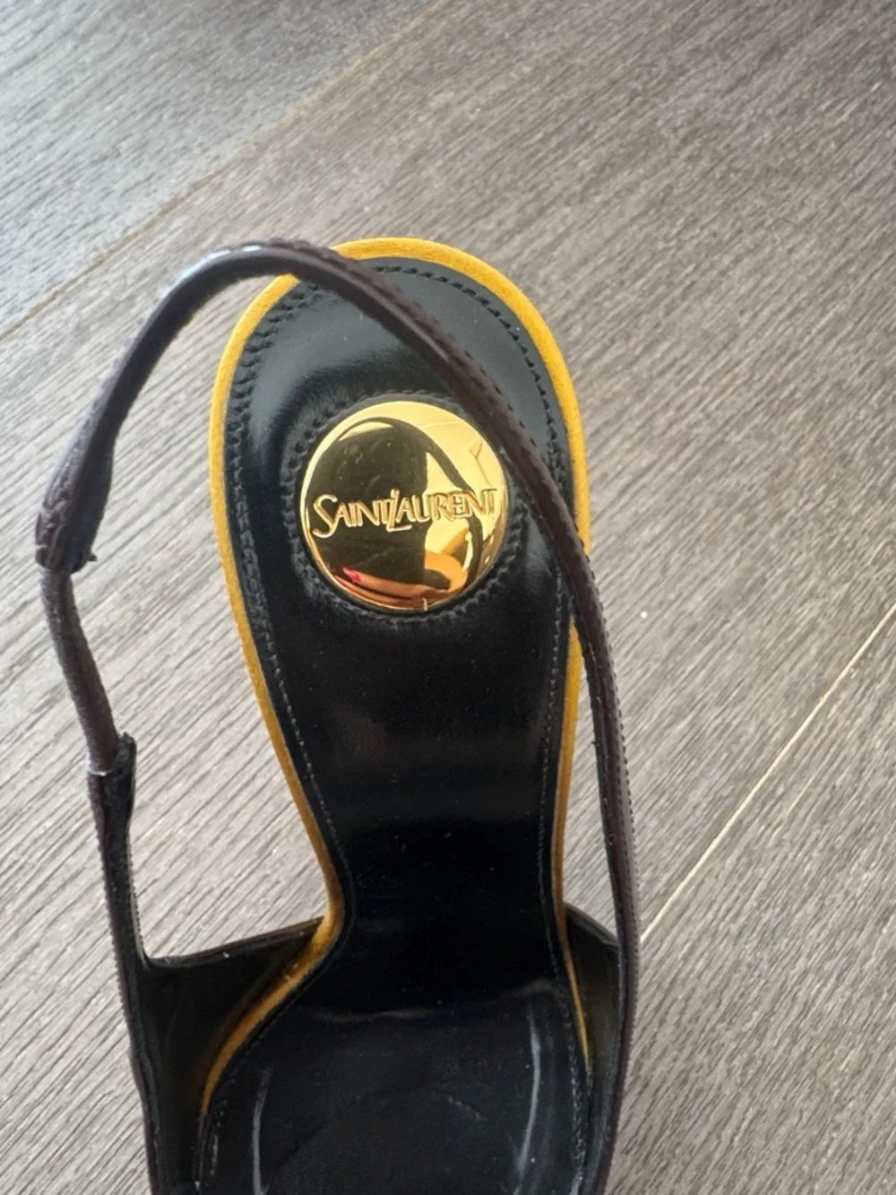 Yves Saint Laurent Patent Slingback Pumps - Black and Burgundy - Picture 2 of 8